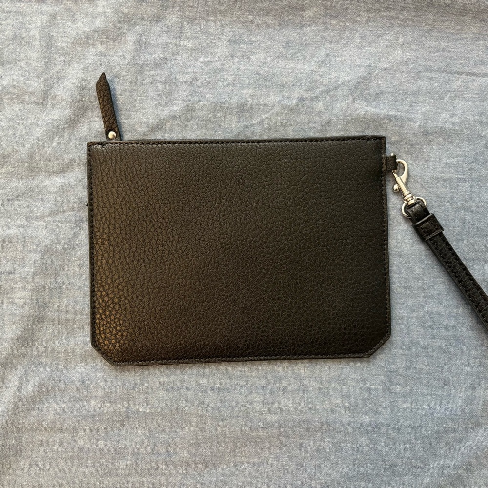 Anne Klein Black Leather Wristlet Clutch
